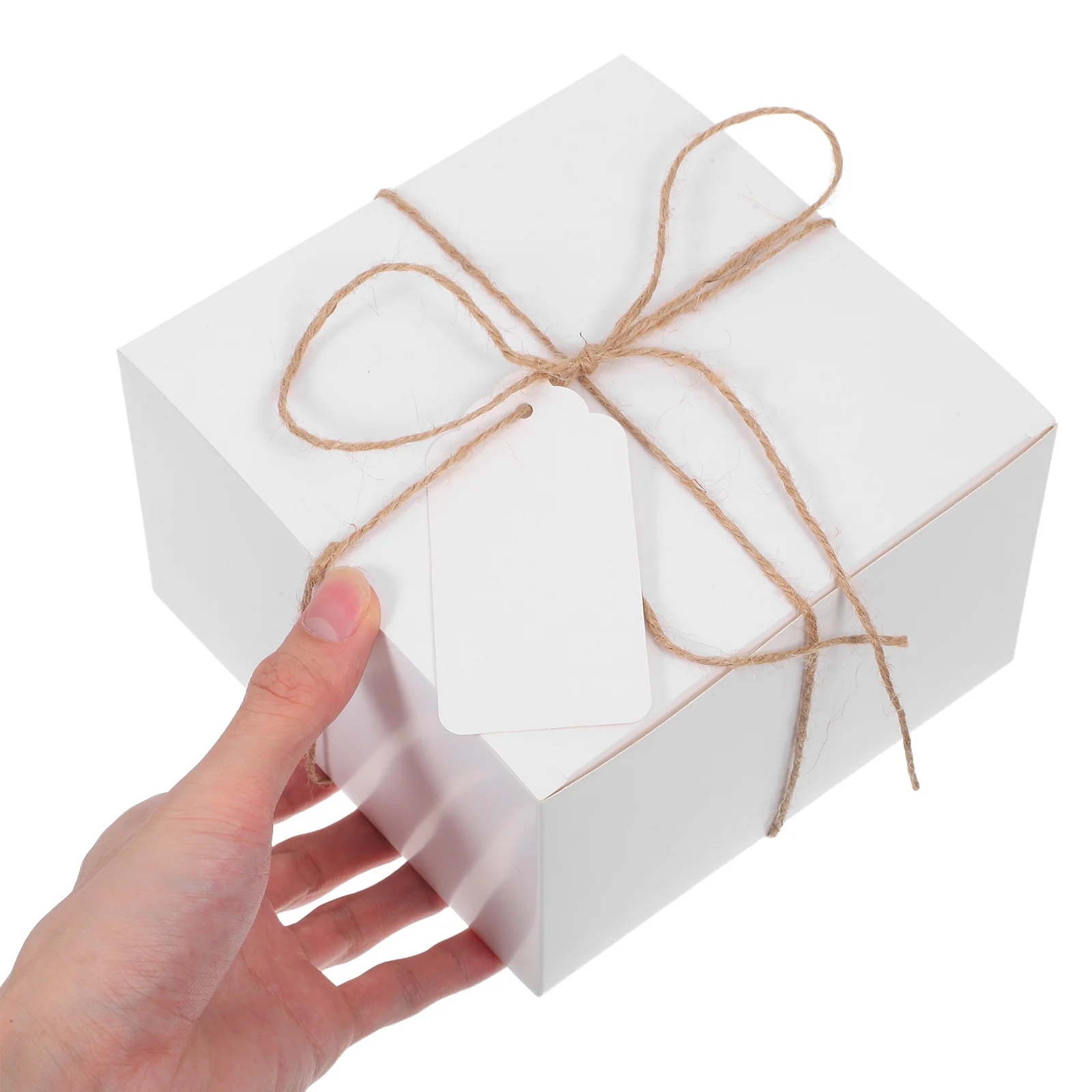 

10 Pcs Square Gift Packaging Box Rectangle Paper Boxes Packing with Tag Business Kraft Present
