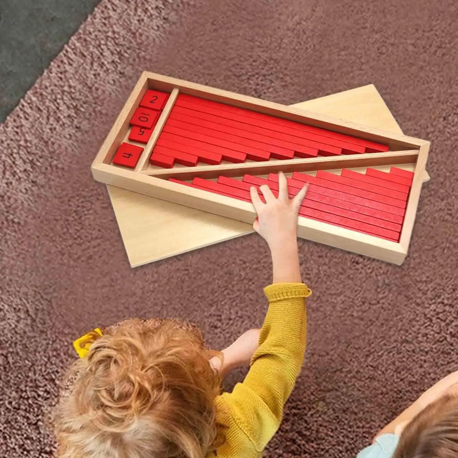 Montessori Wiskunde Numerieke Staven En Tegels Set Met Opbergblad Voor Kinderen