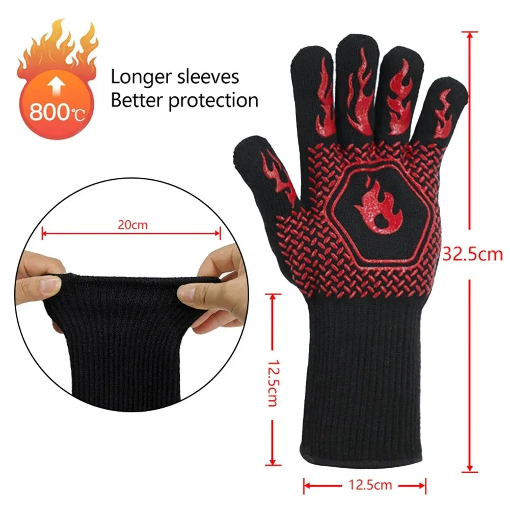High Temperature Protective Gloves-Machine Washable Fireproof Gloves, Non Slip Design, Suitable for Kitchen Cooking, Outdoor BBQ
