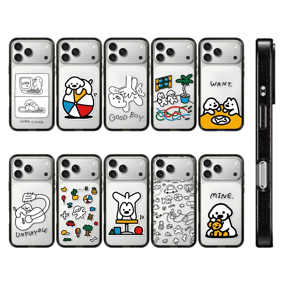 

Lovely Cartoon Dog Friend Compact Border Phone Cover for IPhone 14 15 16 17 Pro Max Case for IPhone 17Pro