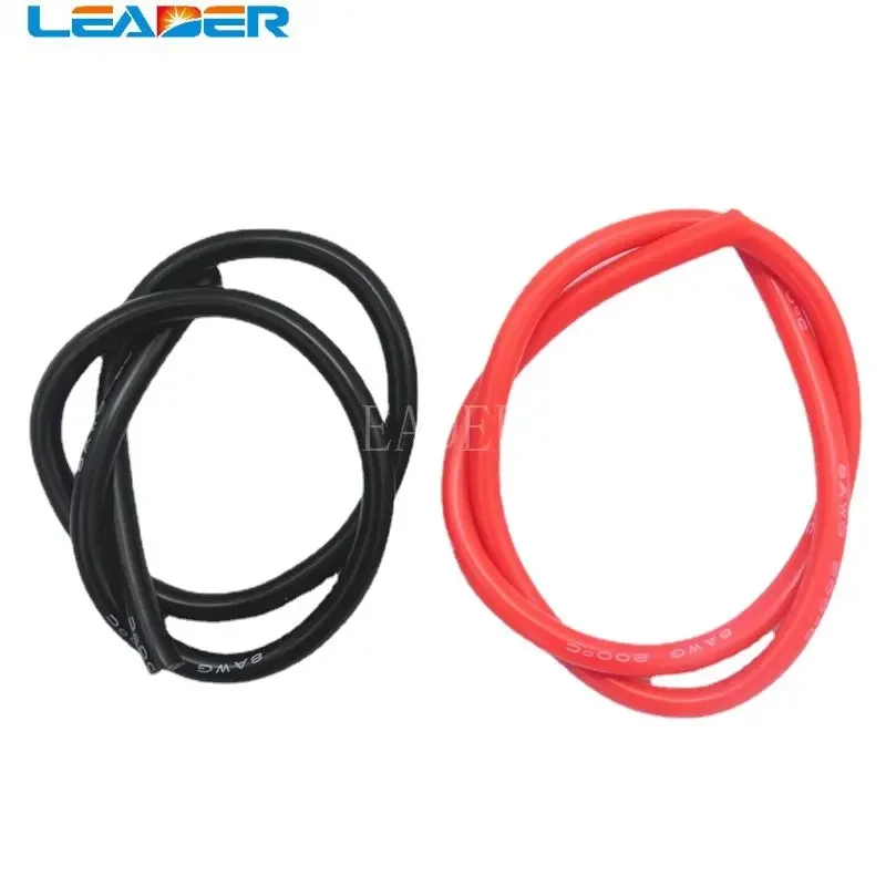 1 Meter Black+1 Meter Red 8AWG/ 10AWG High Temperature Soft Silicone Cable Silica Gel Wire Heatproof Tinned Copper Power Cable