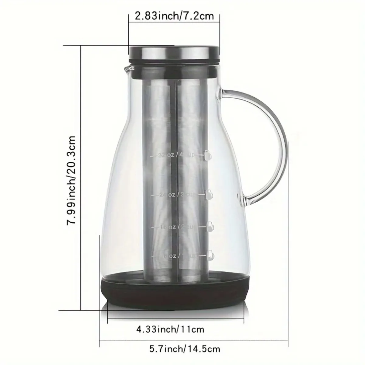 Cold Brew Coffee Maker Glass Pitcher 24oz Iced Coffee Maker Manual Pour Over Coffee Pot Non Electric Kitchen Brewer