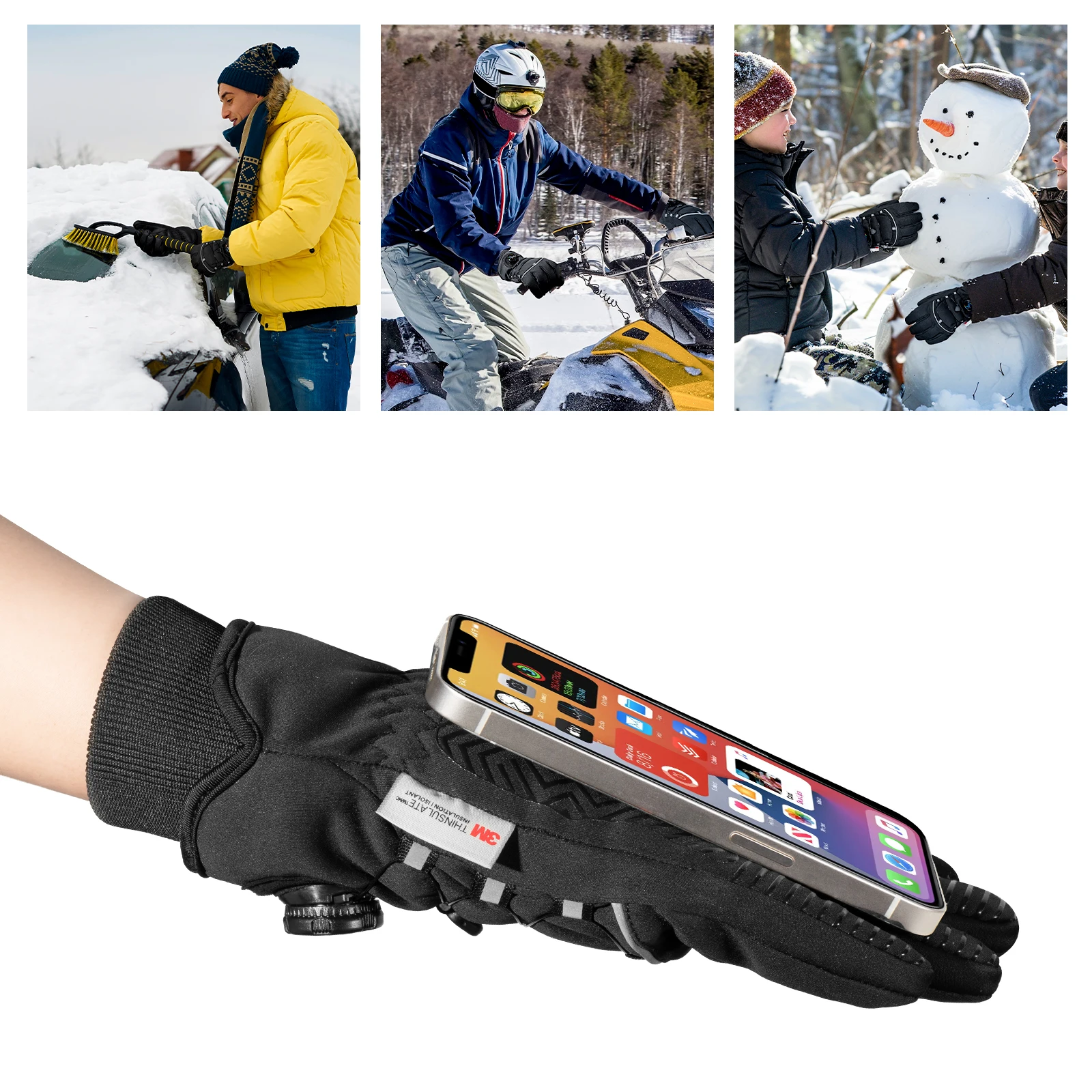 Guantes de invierno resistentes al agua para hombre, Guantes Térmicos de 3M para pantalla táctil, Snowboard, esquí, motocicleta, ciclismo