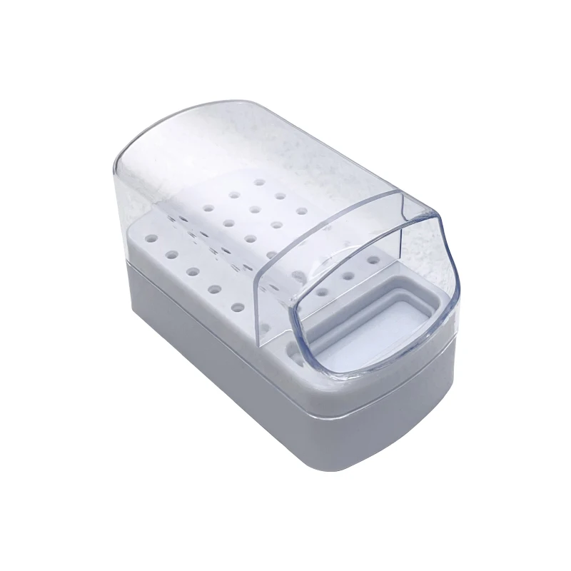 Nail Art Grinding Head Cleaning Box Storage Box 30 Holes Dust Belt Cleaning Brush Finishing Cleaning Drill Tool Box