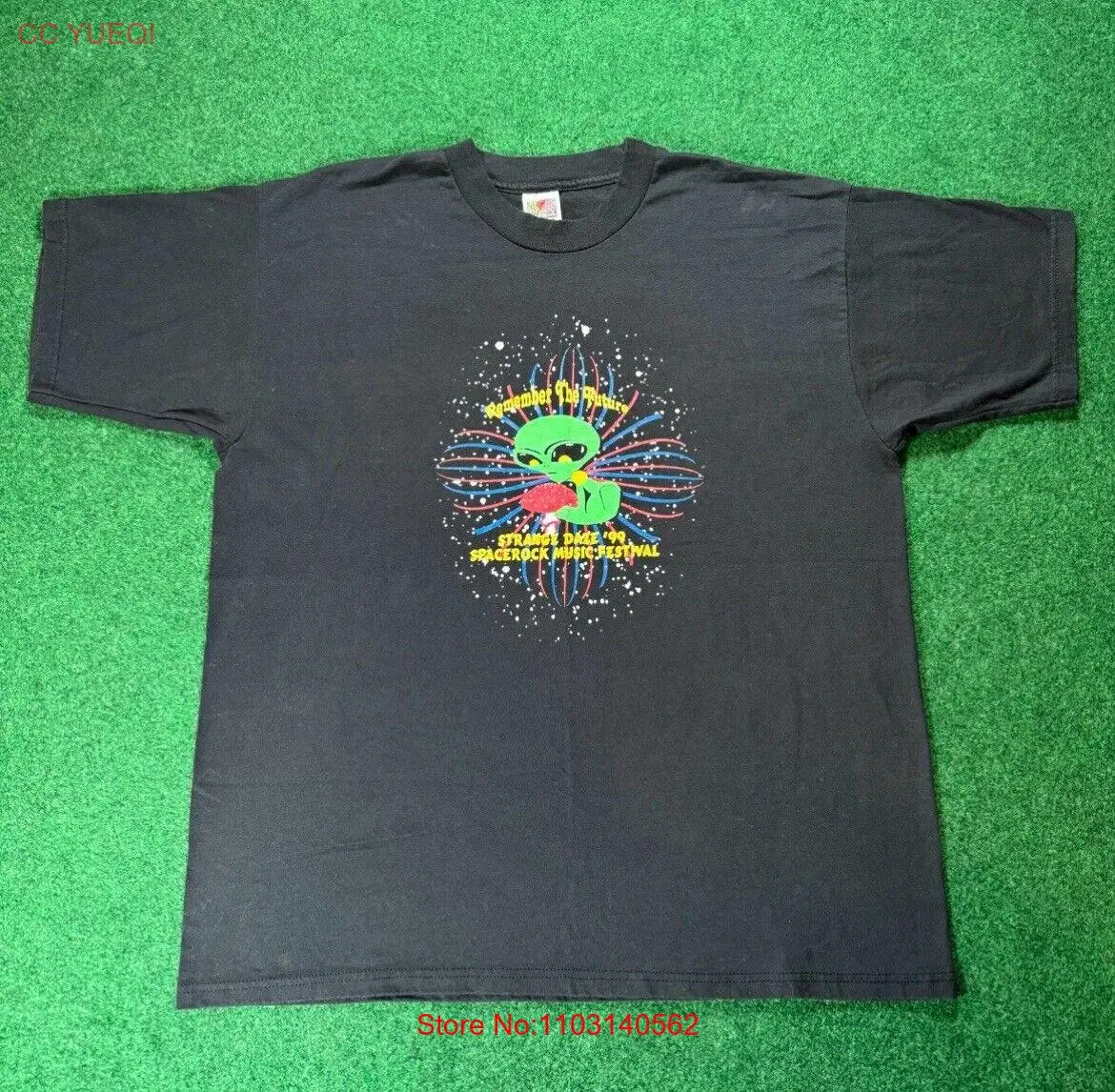 90s 1999 Strange Daze Space Rock Concert T-shirt Alien Helio’s Creed Bongwater