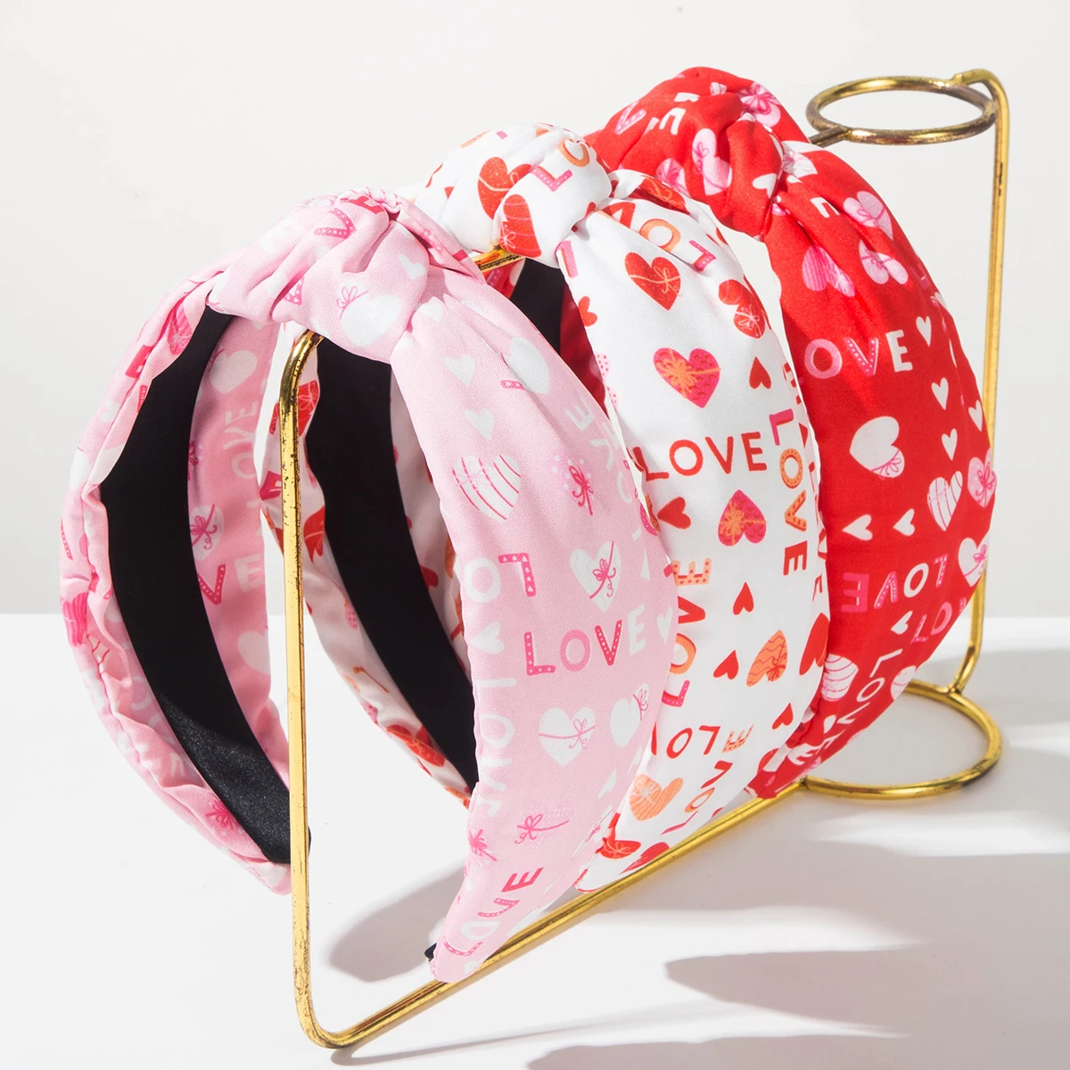 New Valentine's Day Headband 3 Pieces/Set Fabric Printed Letter Love Headband Versatile Sweet Holiday Hair Accessory