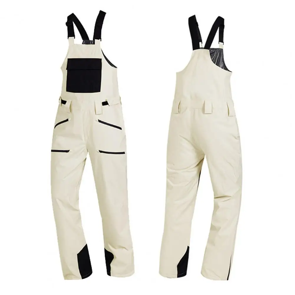 Lightweight Outdoor Winter Overalls, Ski Snowsuit Windproof Warm Insulated Adjustable Strap Workwear With Multi Pockets