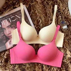 Colorful One-piece Seamless Bra For Women With Small Breasts, No Rims, Breast Reduction, Breathable Thin Molded Cup Bra