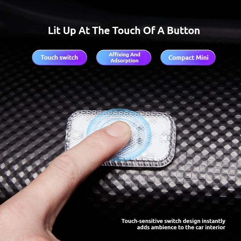 LED Square Touch Light Mini Wireless Car Interior Light Car Dome Reading Light (Door Footer Trunk Storage Box USB Charging)