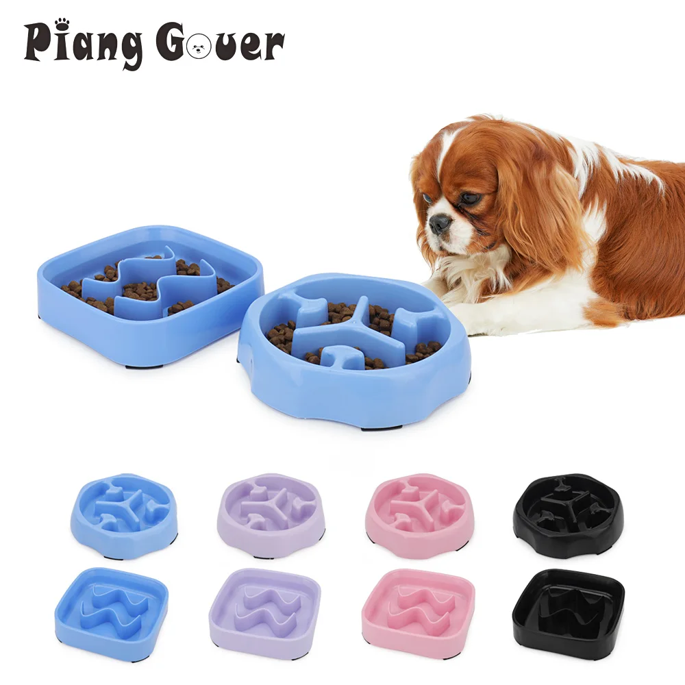 Small Dog Slow Food Bowl Anti Choking Cat Pet Bowl Puppy Feeder Supplies Square/Round