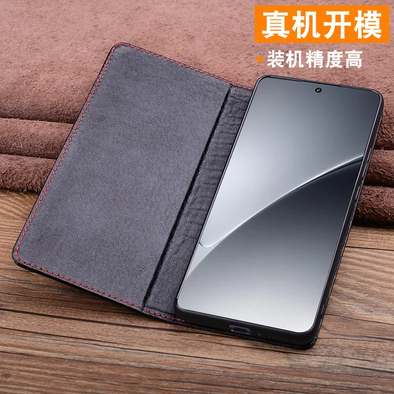 Wobiloo Luxury Genuine Leather Magnet Clasp Phone Case For Xiaomi Mi 15 Mi15 Pro Kickstand Holster Protective Funda Cover Cases