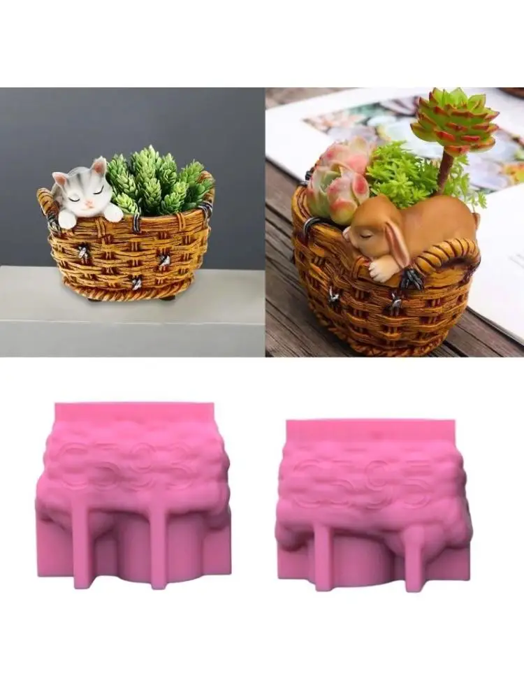 Durable Silicone Mold DIY Flower Vase Casting Mould Planter Molds Woven Flower Basket Moulds Epoxy Resin Molds