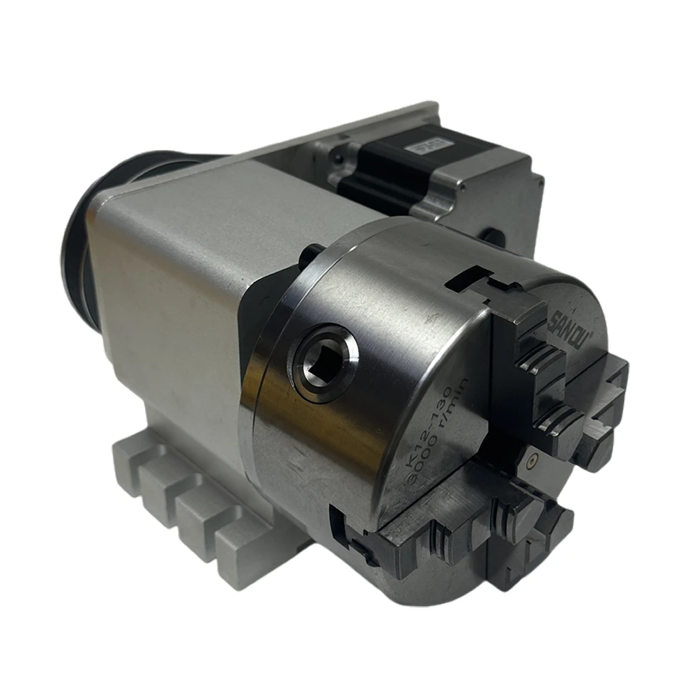 CNC A 4th Axis Rotary Axis NEMA34 86 Stepper Motor CNC Indexing Head 3/4 Jaws 130MM Chuck Center Height 100MM Engraving Machine