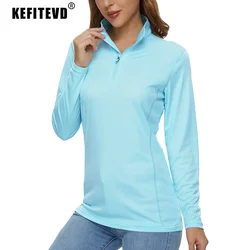 KEFITEVD Summer UPF 50+ Women Long Sleeve T-Shirts Skin/Sun/UV Protection Quick Drying Swimming Hiking Fishing Shirts Outdoor