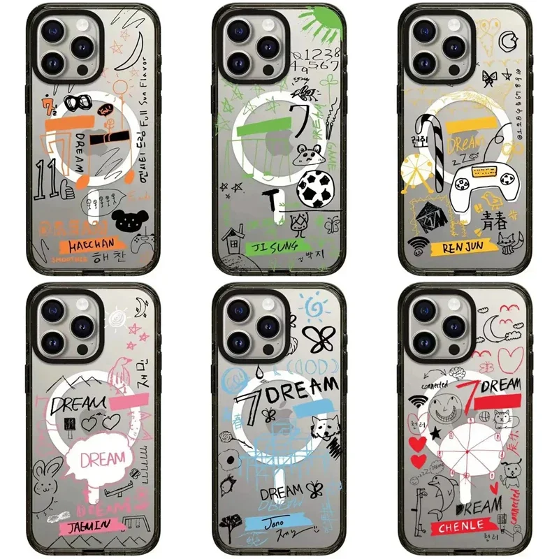 

Graffiti Korean Fashion Dream 2.5 Acrylic Black Border Phone Case Cover for IPhone 12 13 14 15 Pro Max Case