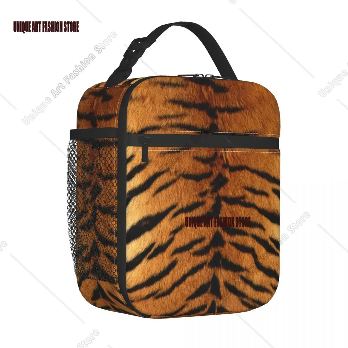 

Faux Siberian Tiger Print Insulated Lunch Bag Animal Skin Texture Meal Container Thermal Bag Lunch Box Tote Work Picnic Girl Boy
