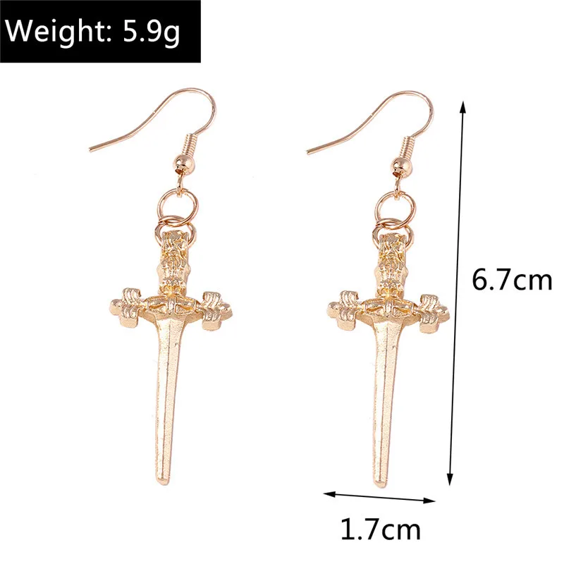 Aihua Große Steampunk Vintage Ägyptische Ankh-Kreuz-Ohrringe für Damen und Herren, Gothic Persönlichkeits-Ohrringe für Damen und Herren, Schmuck – Detail 8