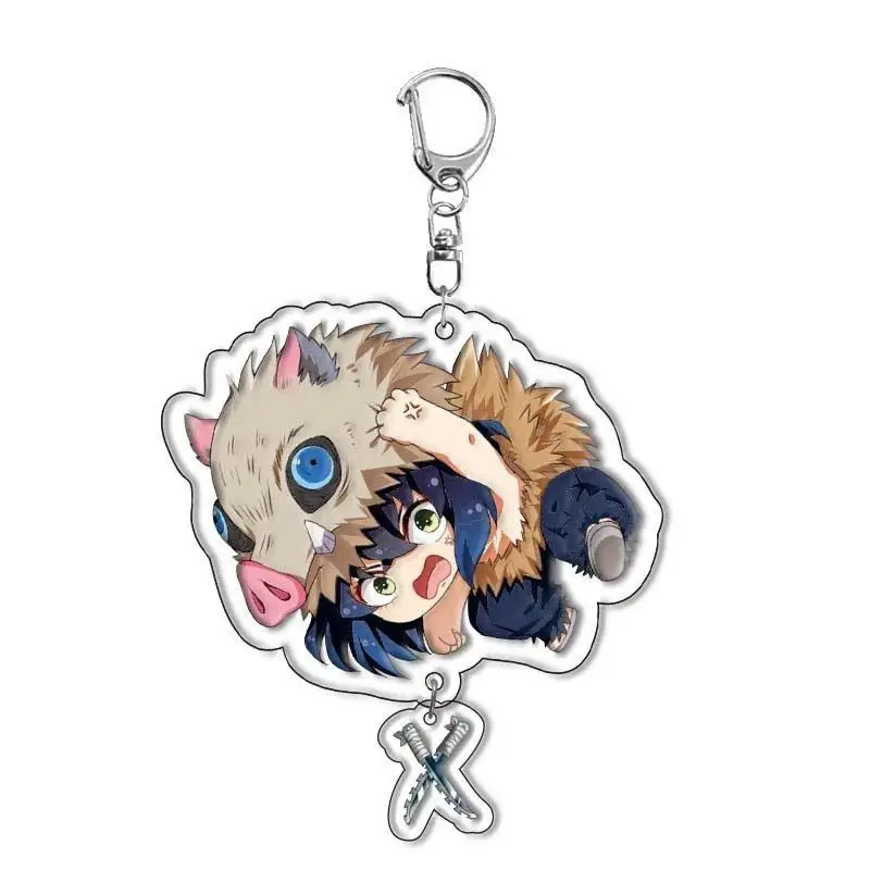 Schlüsselanhänger Demon Slayer Acryl-Schlüsselring Niedlicher Cartoon Tanjiro Zenitsu Nezuko Anhänger Taschenanhänger Rucksack-Accessoires Geschenk für Fans – Detail 10