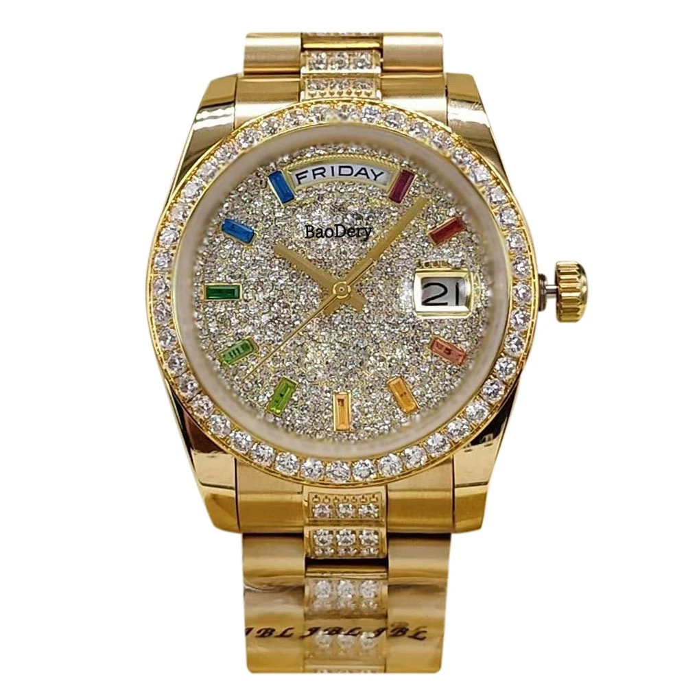 

36mm Women's Luxury Watch, Diamond Watch with Circular Design Mechanical Movement, Hot Selling Product, Best Gift for Women