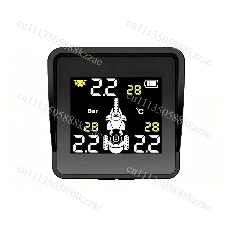Solar Powered Inverted Three Wheeled Motorcycle Tire Pressure Monitor with External High-precision Wireless Monitoring Reminder