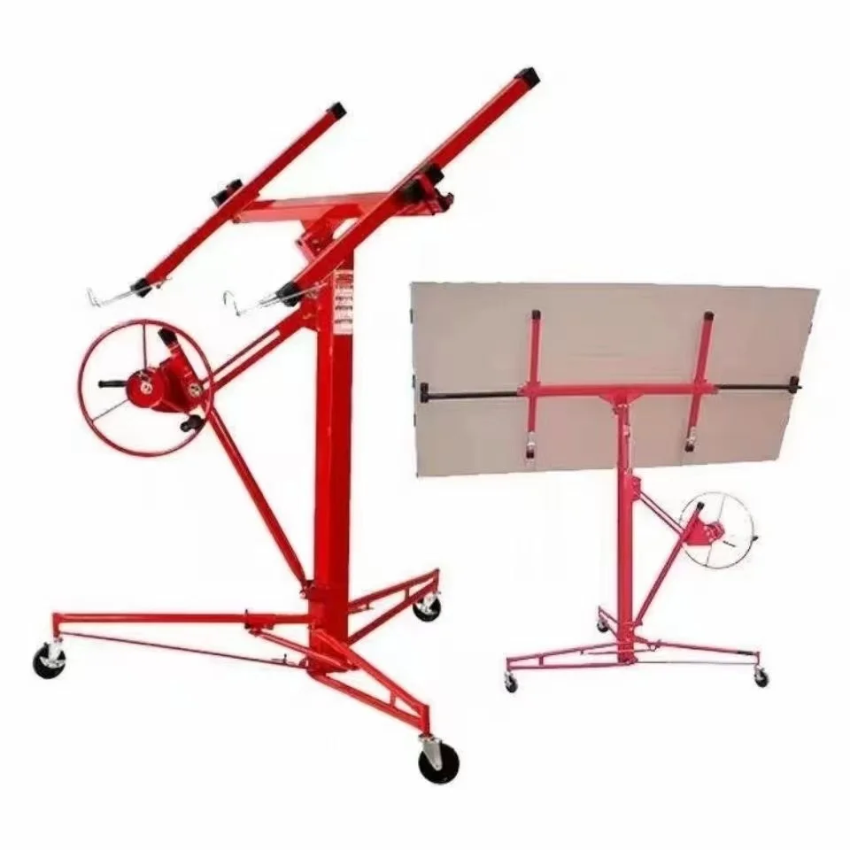 

11FT Drywall Rolling Lifter with Lockable Wheels 150Lbs Capacity Heavy Duty Plasterboard Panel Tilting Hoist Jack Lifter