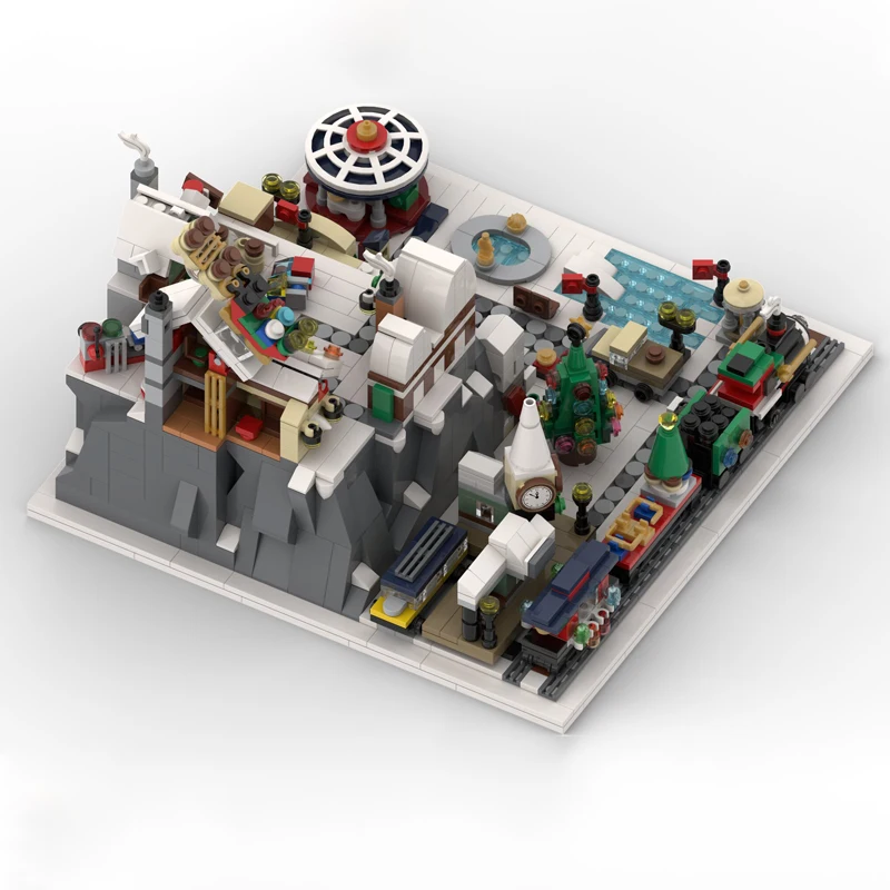1533pcs MOC Winter Wonderland - Winter Village Seasonal Model Building Blocks Architecture Christmas Gift Toys Creative Craft
