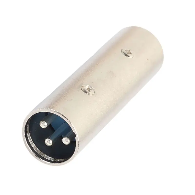 AS95 4X XLR Male to Male Adapter, 3 Pin Connector Coupler for Microphone Mixer, Silver Zinc Alloy Audio Adapter