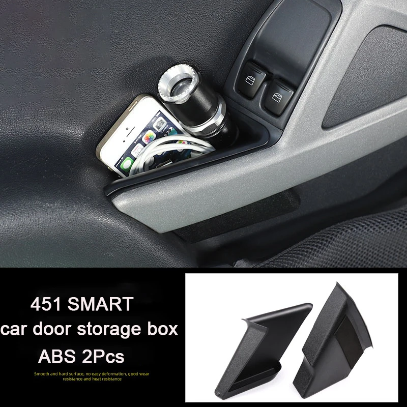 2Pcs ABS Car Door Phone Storage Handbrake Storage Box Decoration For Mercedes Smart 451 Fortwo Car Accessories Interior Styling