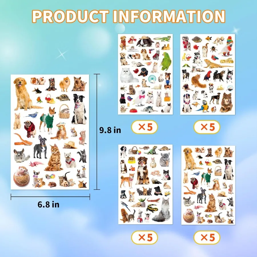 660 contagens animais de estimação adesivos com cães gatos coelhos papagaios peixes pássaros e répteis para scrapbooking calendário planejamento p