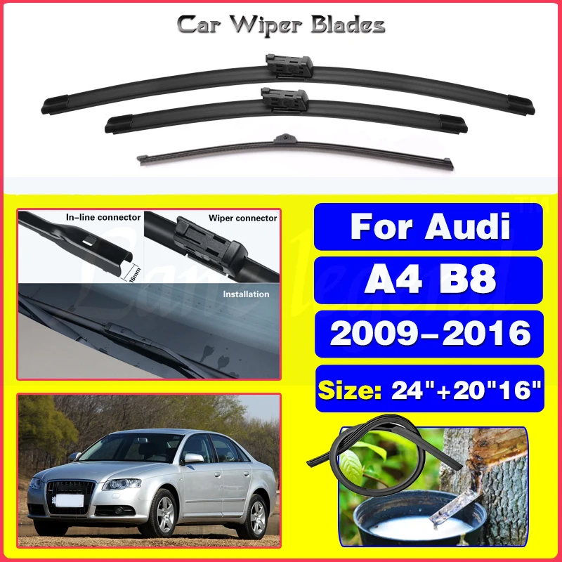 Wiper Front Rear Wiper Blades Set For Audi A4 B8 2009 2010 2011 2012 2013 2014 2015 2016Windshield Windscreen Window 24