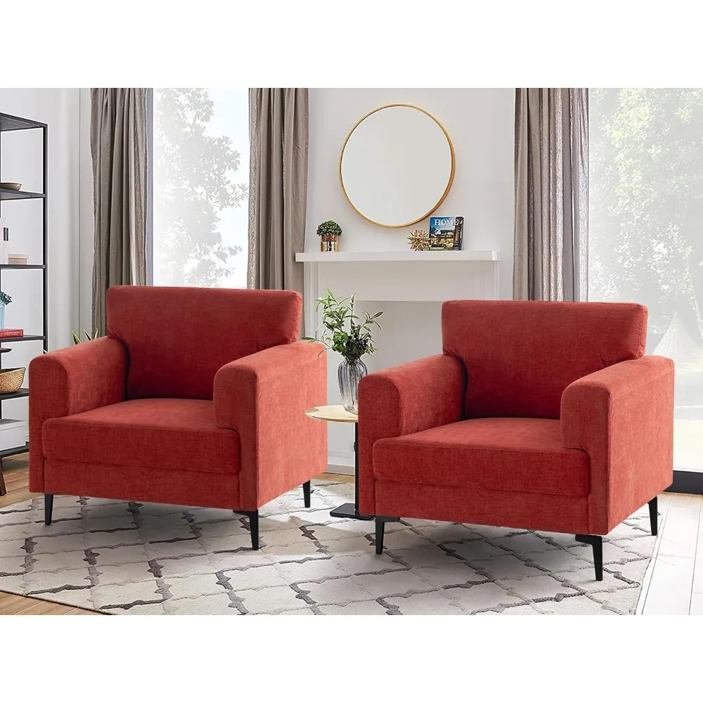 

Accent Chair, Chenille Fabric Oversized Mid Century Modern Chair Set of 2, Comfy Upholstered Armchair Reading Accent Chairs Sof