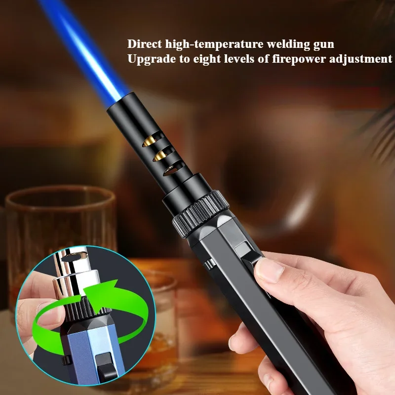 Gas Lighter Outdoor Windproof Lighter for Home BBQ Cigarette Accessories Kitchen Flamethrower Cooking Tools High-Flame Lighters