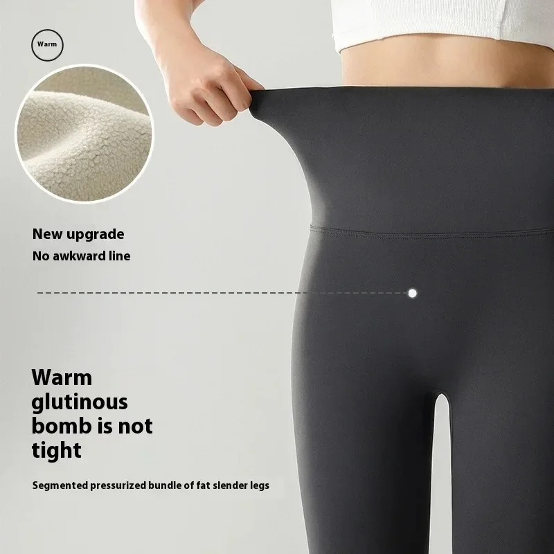 المرأة الخريف الشتاء سميكة الألبكة المخملية الأسود القرش طماق عالية الخصر ضئيلة سلس الصوف الدافئة طماق #4