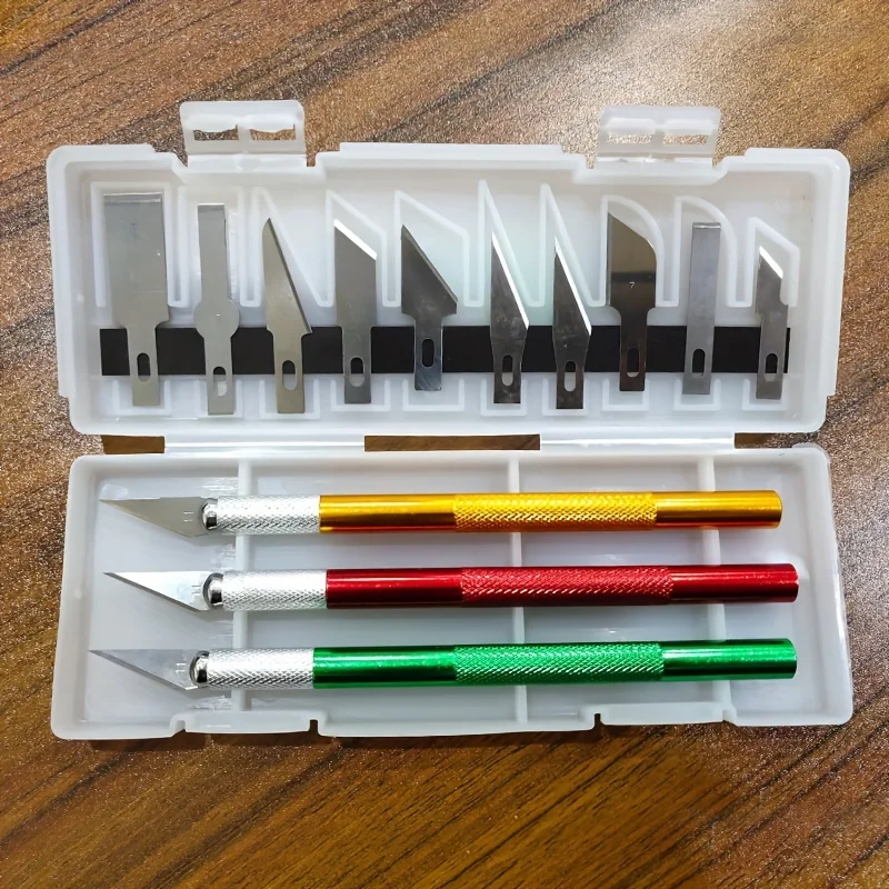 13-teiliges Skulptur-Schnitzmesser-Set, Handwerksmesser aus Aluminiumlegierung mit Präzisionsklingen, Manuelles Gravurwerkzeug-Set für Papierschnitte, DIY
