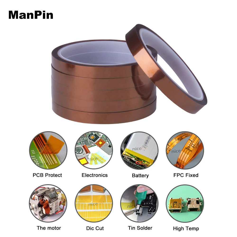 Anti Static High Temperature Gold Finger Polyimide Insulating Tape 3D Print Board Protection Battery Insulation PCB FPC Repair