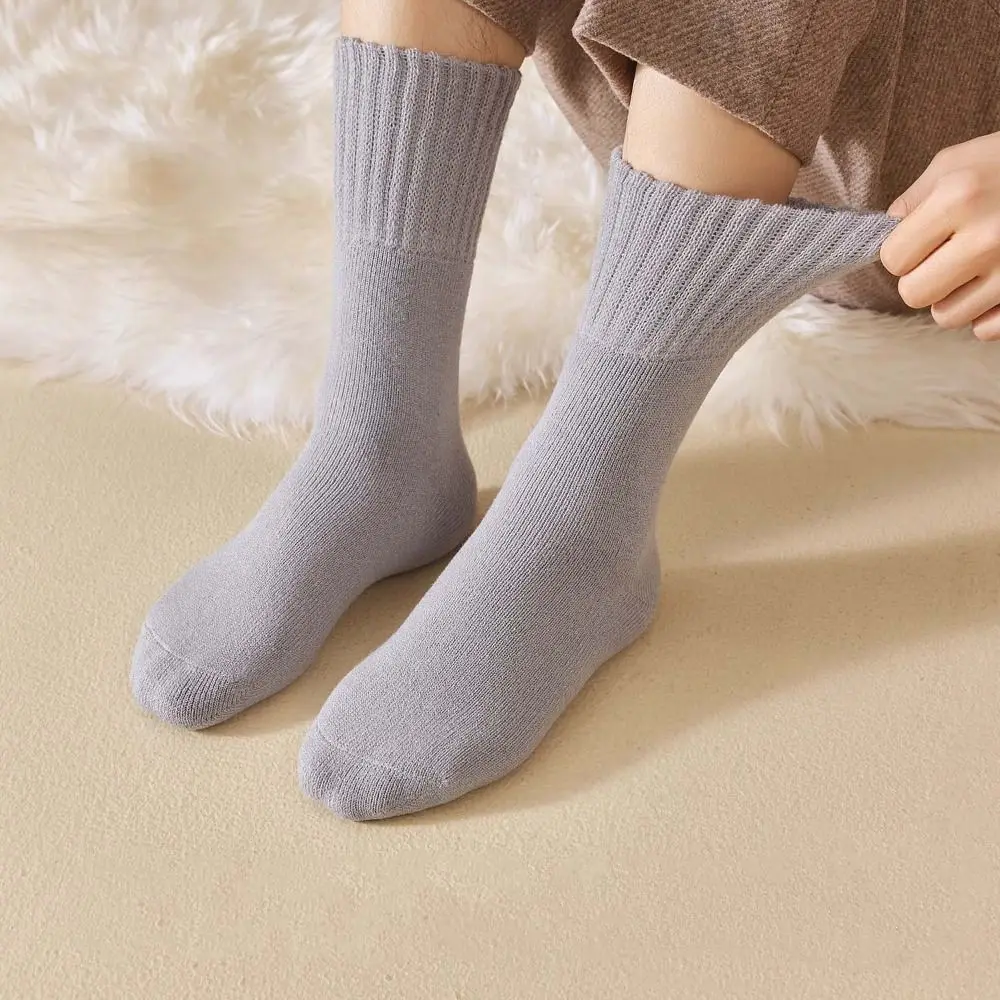 

3Pairs Simple Simple Thicken Warm Socks Plush Autumn Winter Thermal Wool Socks Hosiery Mid Tube Cashmere Socks Men Sleeping