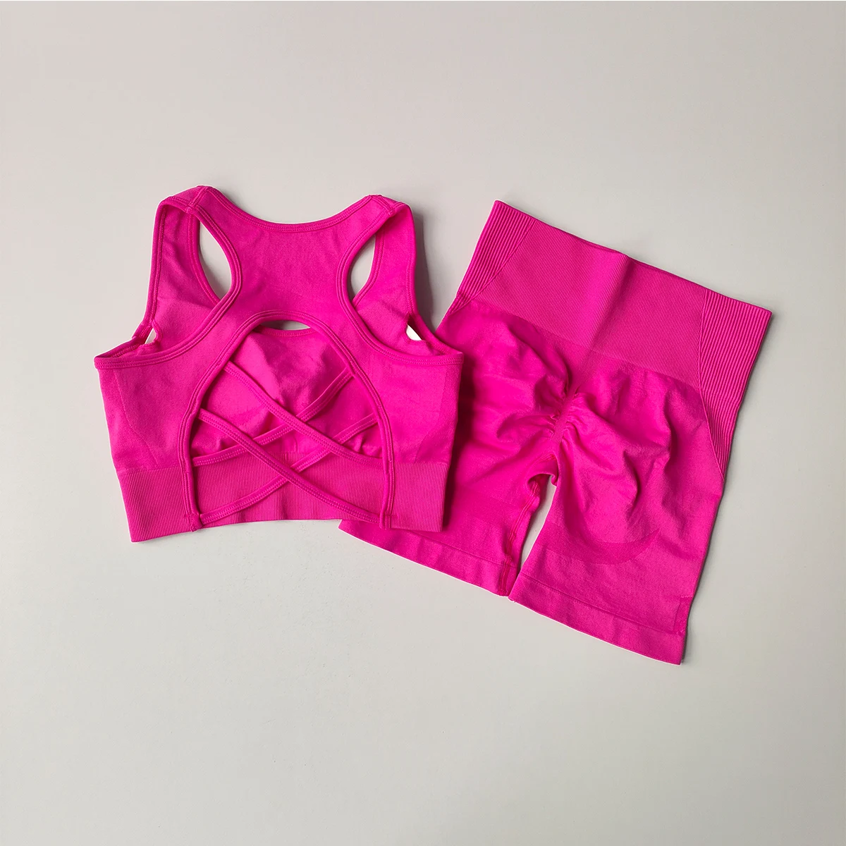 Women 2 PCS Seamless Yoga Set Sexy Sport Bra + High Waist Sports Shorts Gym Clothing Fitness Sleeveless Shorts Suit Sporstwear