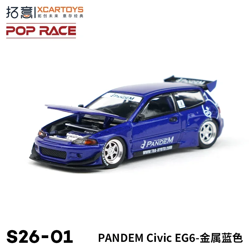 XCARTOYS 1:64 PANDEM Civic EG6-Metal bleu alliage rouleau chairmodel, décoration adulte, garçon jouets, cadeaux d'anniversaire pour enfants