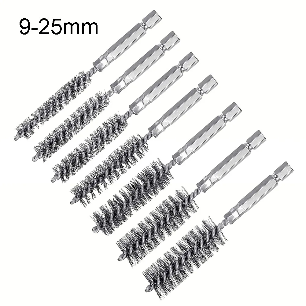 Steel Bore Wire Brush Twisted Wire Stainless Steel Cleaning Brush With Handle 1/4 Inch Hex Shank For Power Drill Impact Driver