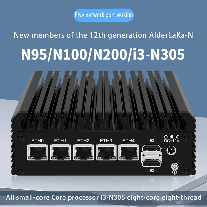 

Intel 12th generation N series N100/N200/i3-N305 soft router 5 network 2.5G dual M.2 dual SATA multi-network port mini host