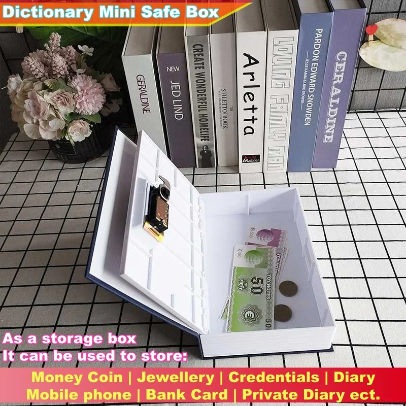 # M طالب هدية قاموس صندوق الأمان الصغير كتاب قفل بكلمة مرور مخفية ، عملة البنك بطاقة مجوهرات مذكرات خاصة ABS صندوق تخزين خزانة