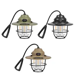 LED Camping Lantern Camping Light Retro Style Compact Rechargeable Camp Lantern