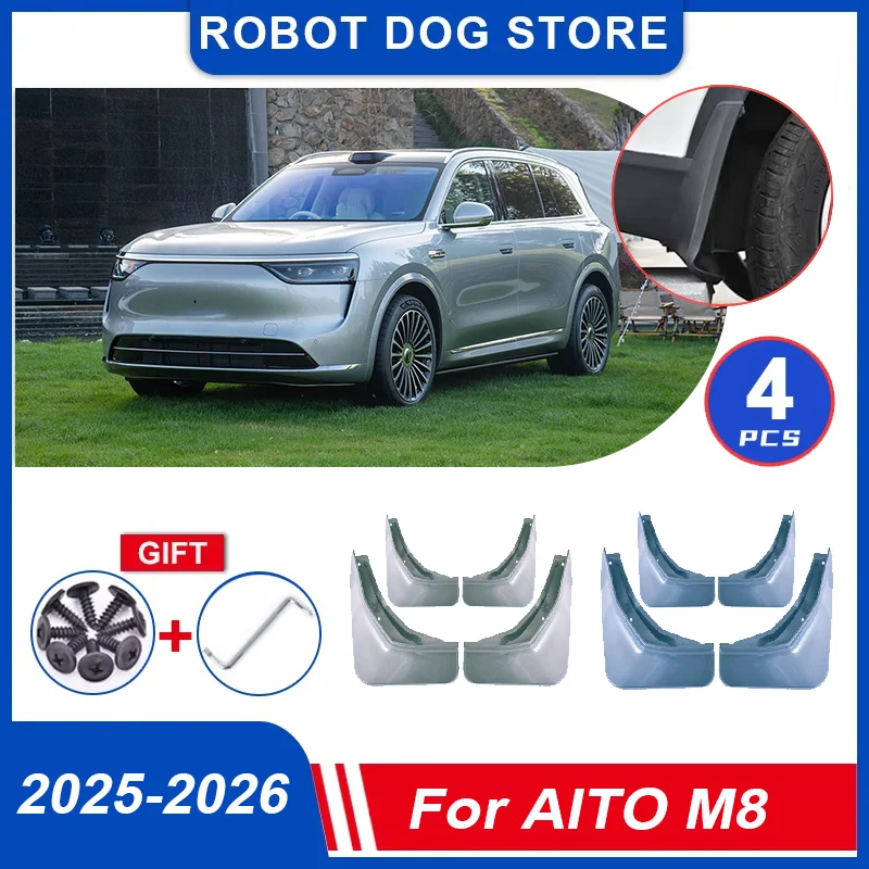 4PCS Paint Muds For AITO M8 Accessories 2025 2026 Front Mudguards Anti-Splash Guards Rear MudFlaps Fender Flares Car Accessories