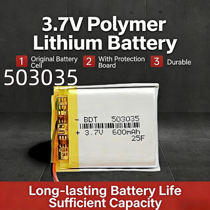 

Rechargeable 503035 Li-Polymer Battery 3.7V 500mAh Replacement for Car Recorder VR Player MP3 DVD GPS Navigation System