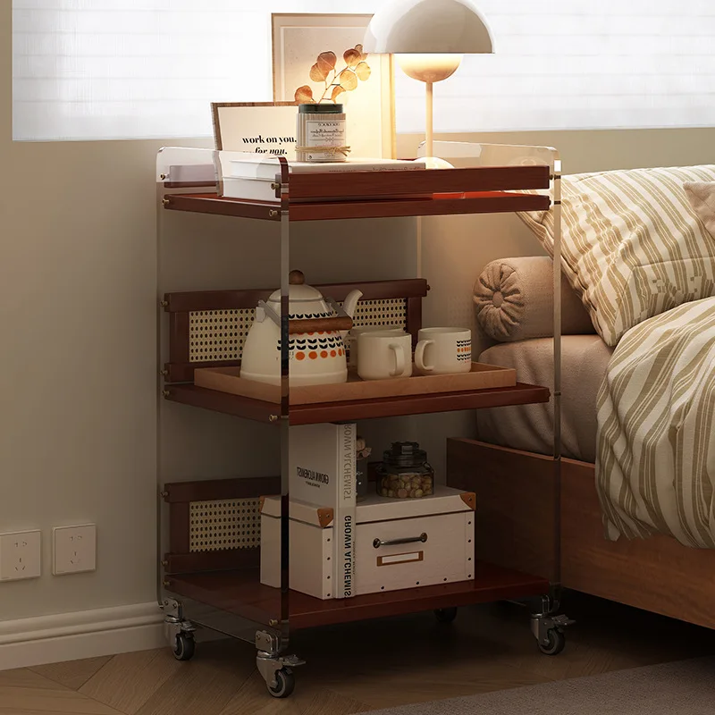 Leisure wind Nanzhu craft locker side few simple wind shelves sofa coffee table movable acrylic shelves