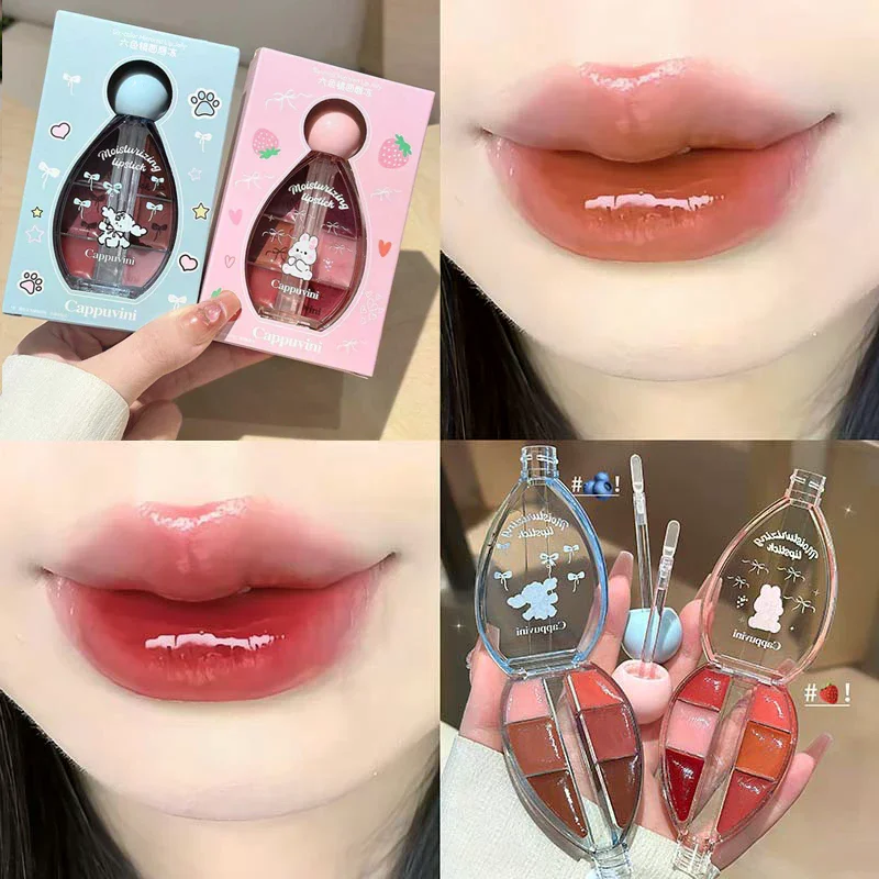 Cappuvini Sei colori Acqua Luce Lucidalabbra Idratante Facile da colorare Smalto labbra Trucco Rossetto Effetto trucco duraturo