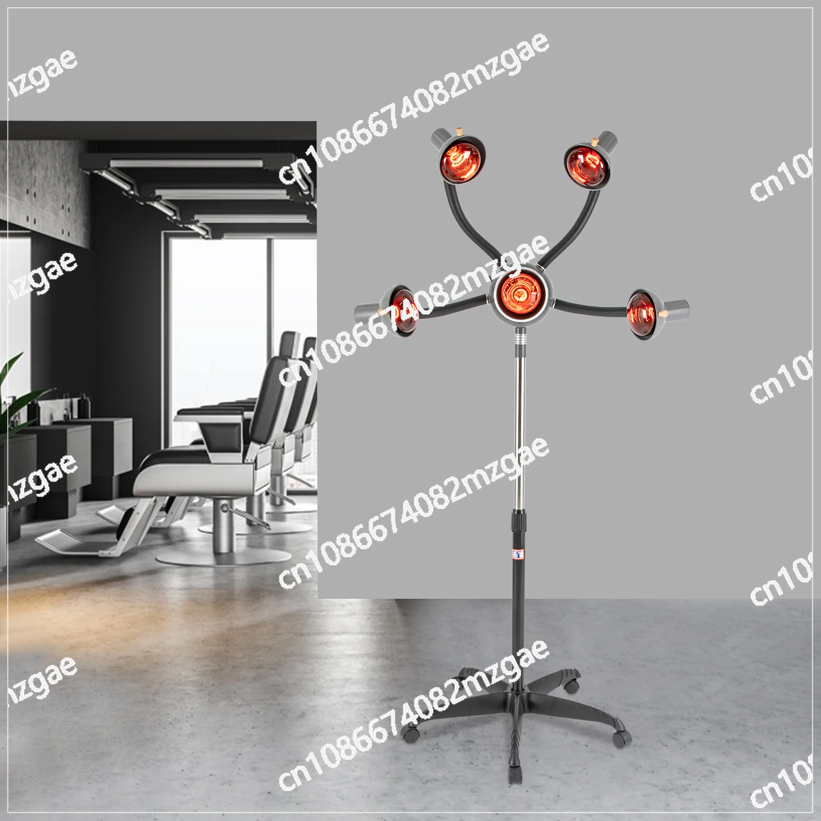 5 Head  Heat Therapy, Salon Iron Hair Steamer Perming Dyeing Adjustable Height for Barbershops