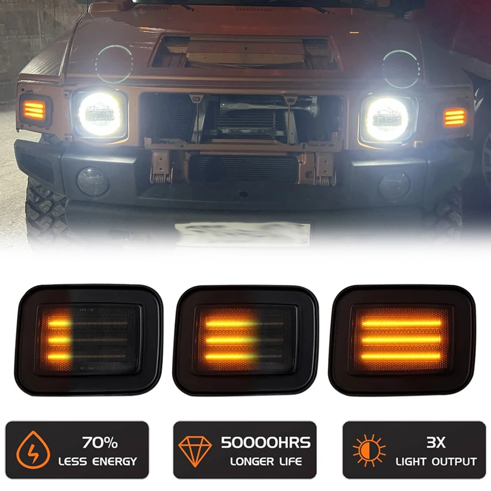 

2 шт. Canbus светодиодный повтористый мигающий передний бампер, боковой габаритный фонарь DRL, сигнальная лампа для Hummer H2 2003-2009 Hummer H2 SUT 2005-2009