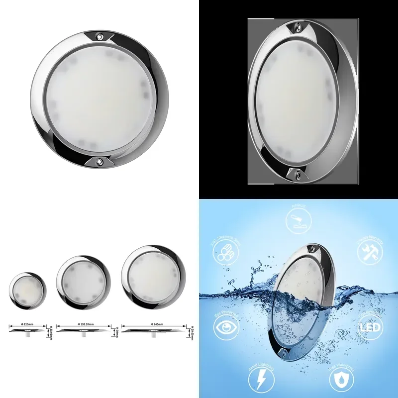 Refined New Ultra Thin 316L Stainless Steel IP68 Waterproof 35W Swimming Pool Lighting Fully Resin Filled LED Pool Lights