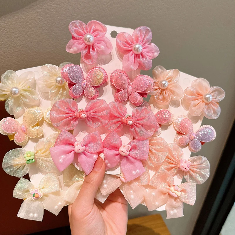 

8 шт./компл., заколки для волос принцессы для девочек, милый бант с блестками и цветком, детские головные уборы, заколки для волос для девочек, аксессуары для волос